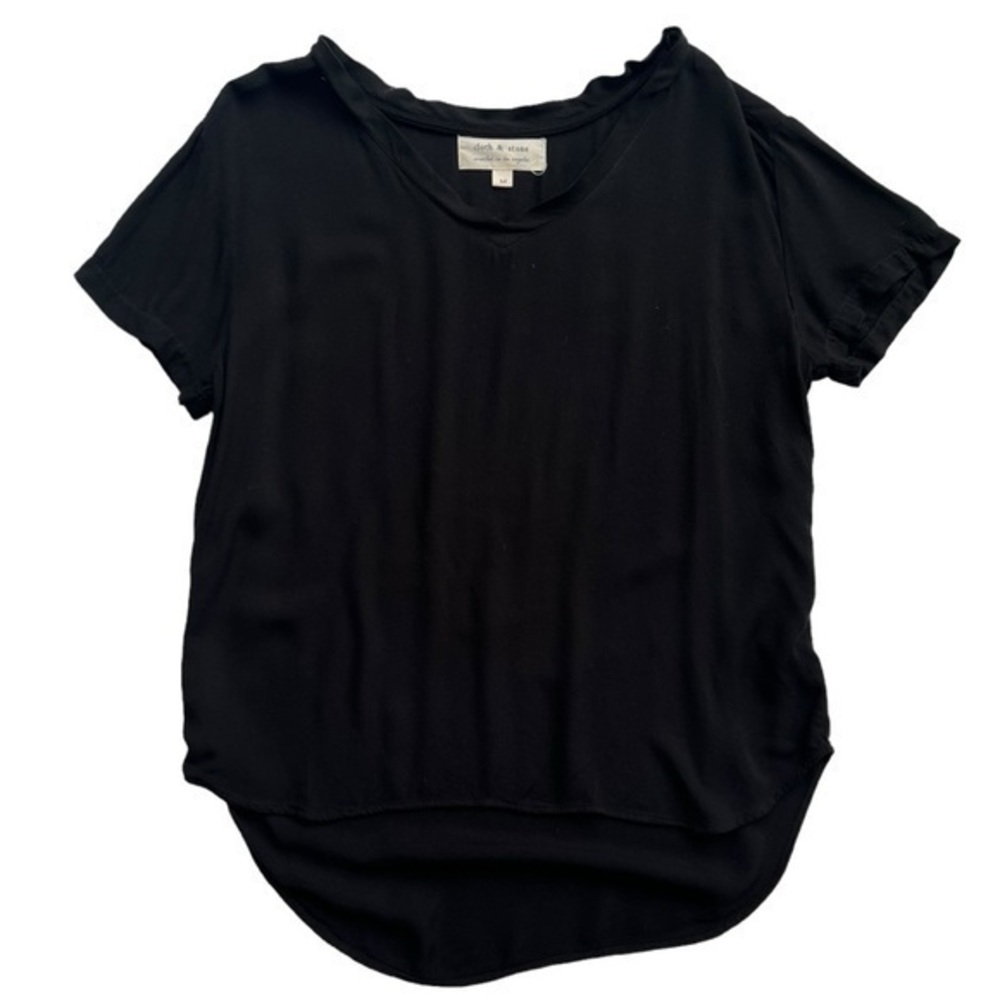 Cloth‎ & Stone Black Scoop Neck T-Shirt Medium